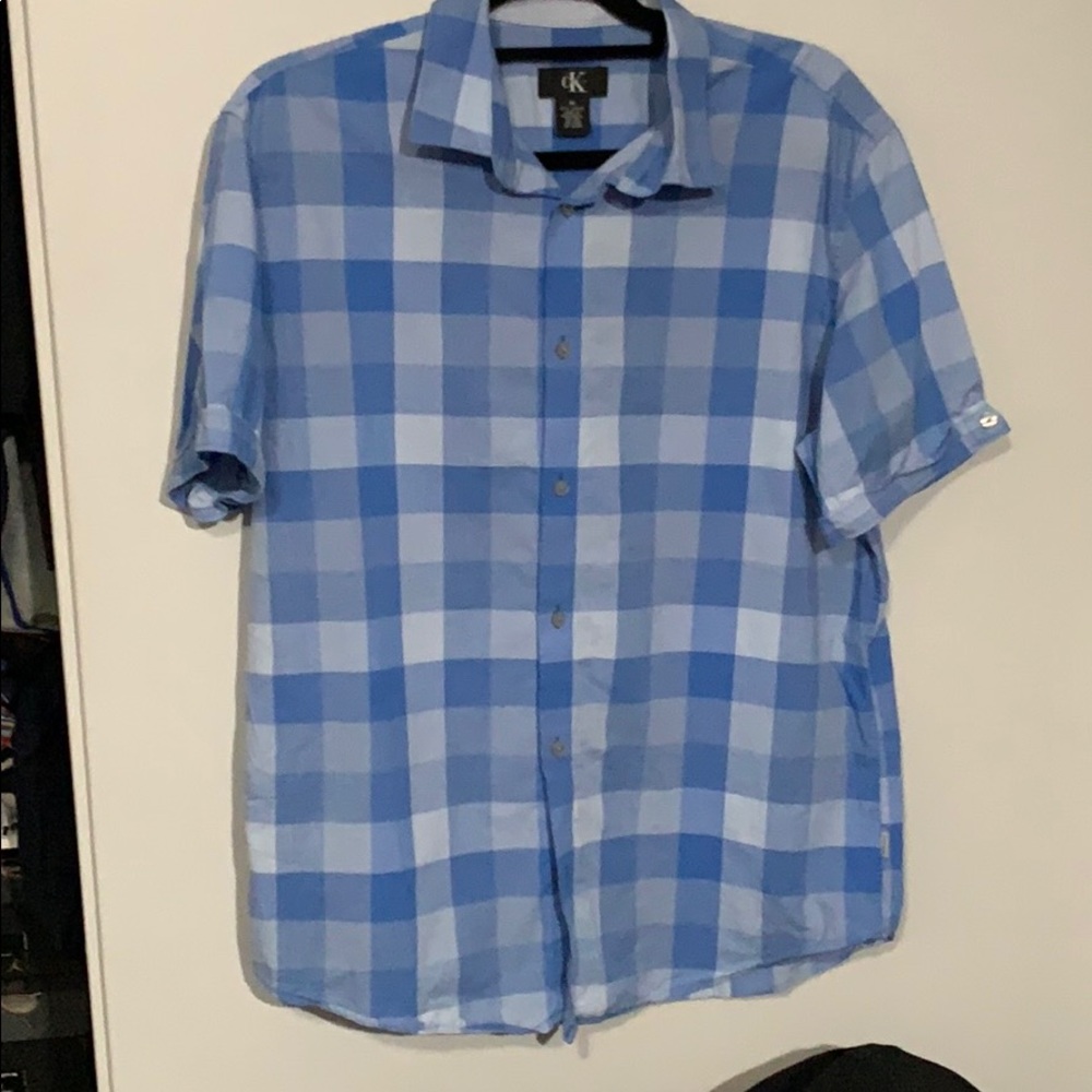 Calvin Klein s/s Forrest Gump blue plaid button M